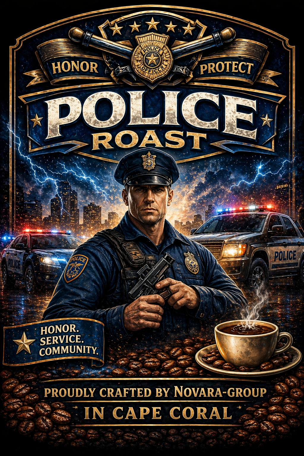Police Roast 2 lb grounded ( dark roast)