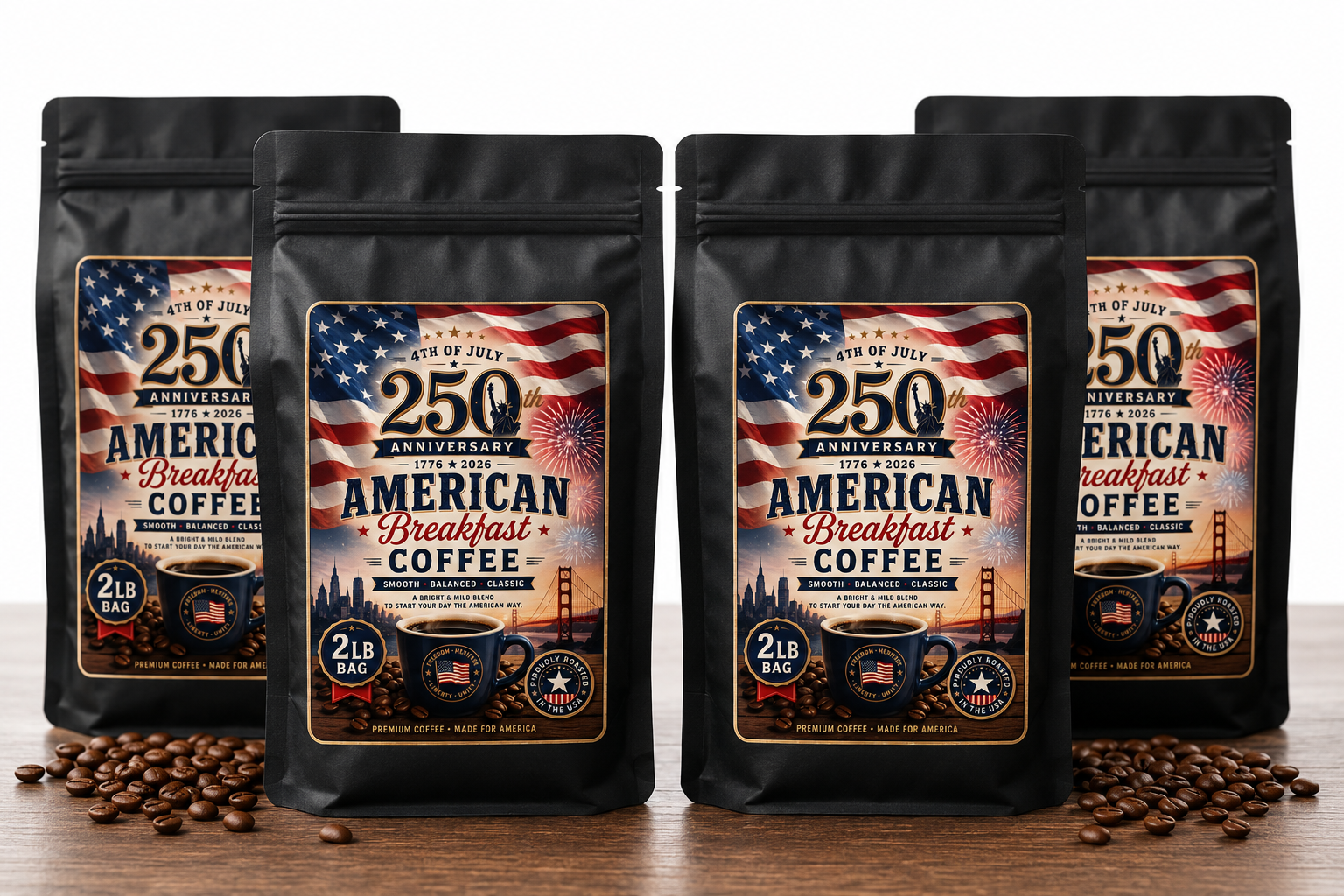 AMERICAN BREAKFAST COFFEE-Special 250th Anniversary Edition-NET WT. 2 LB (907 g)