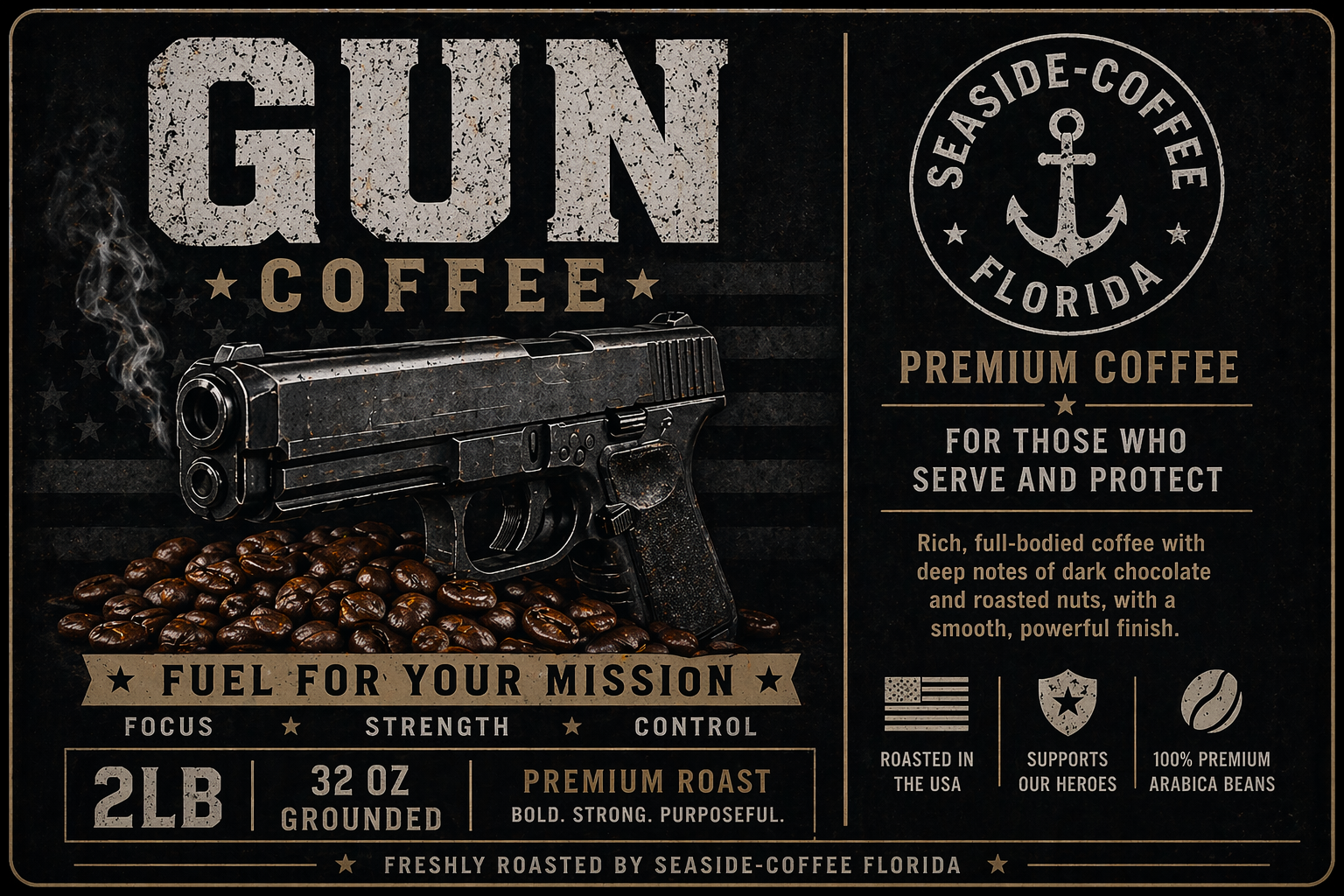 Gun Coffee – Premium Roast 2 lb grounded